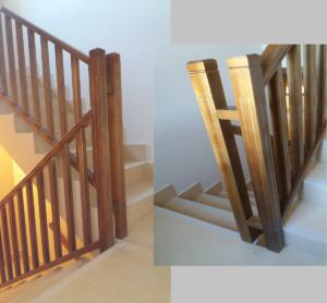 Barandilla madera palos cuadrados